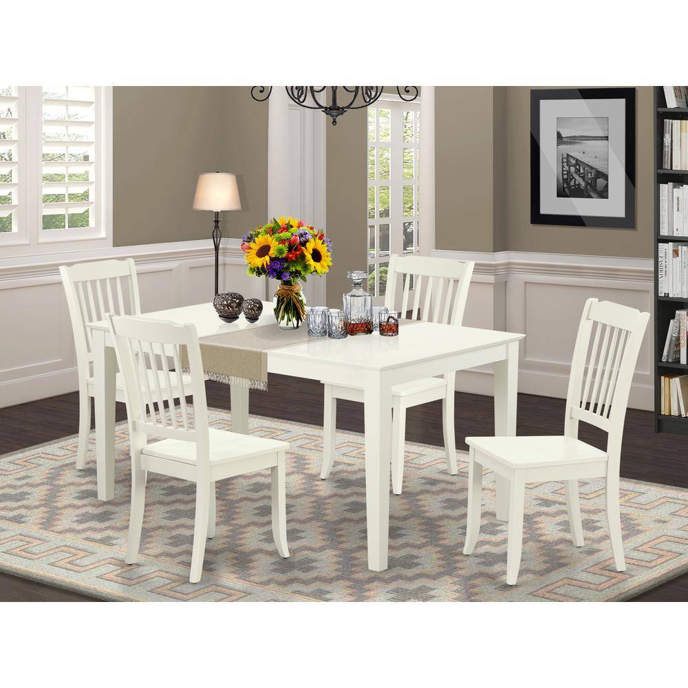 Left. East West Furniture - Dining Room Set Linen White - Brown.
