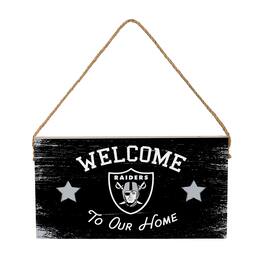 Evergreen Enterprises - Las Vegas Raiders 6" x 11" Welcome Home Wood Wall Sign with Rope Hanger - Multicolor