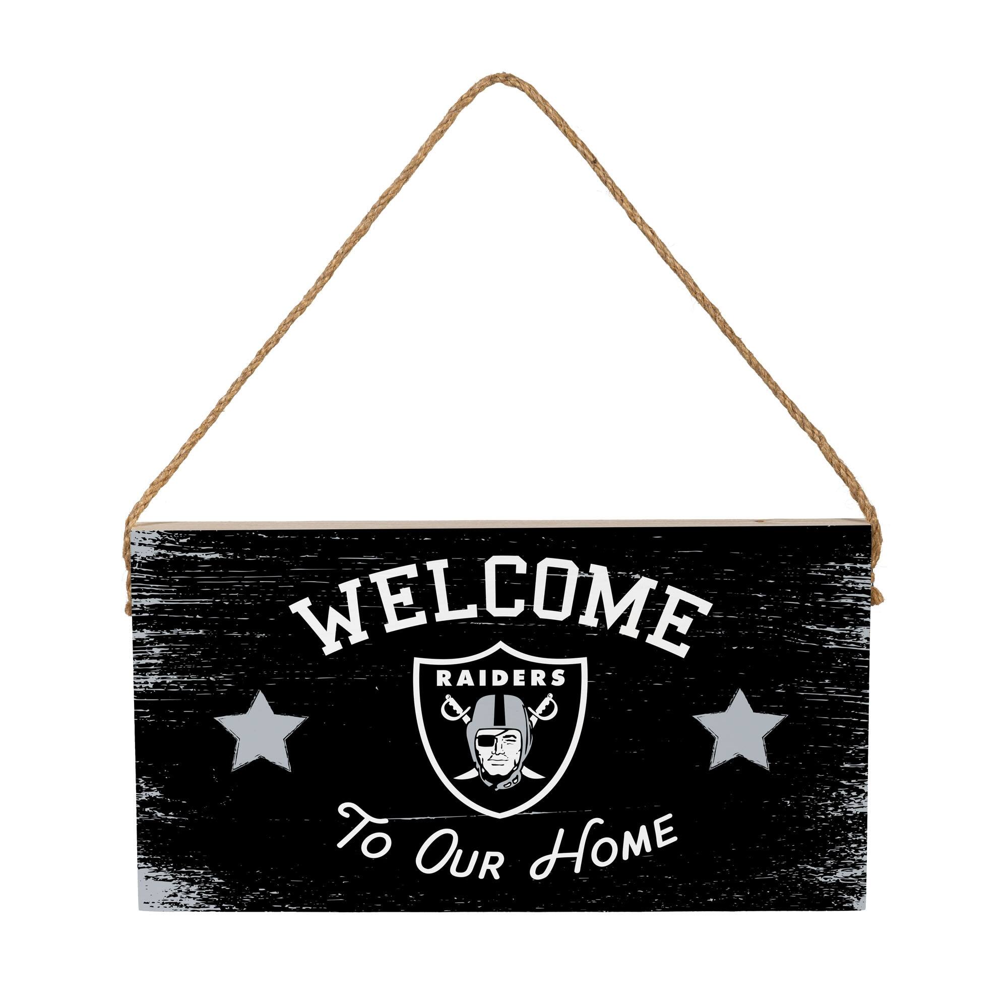 Las Vegas Raiders 6" x 11" Welcome Home Wood Wall Sign with Rope Hanger