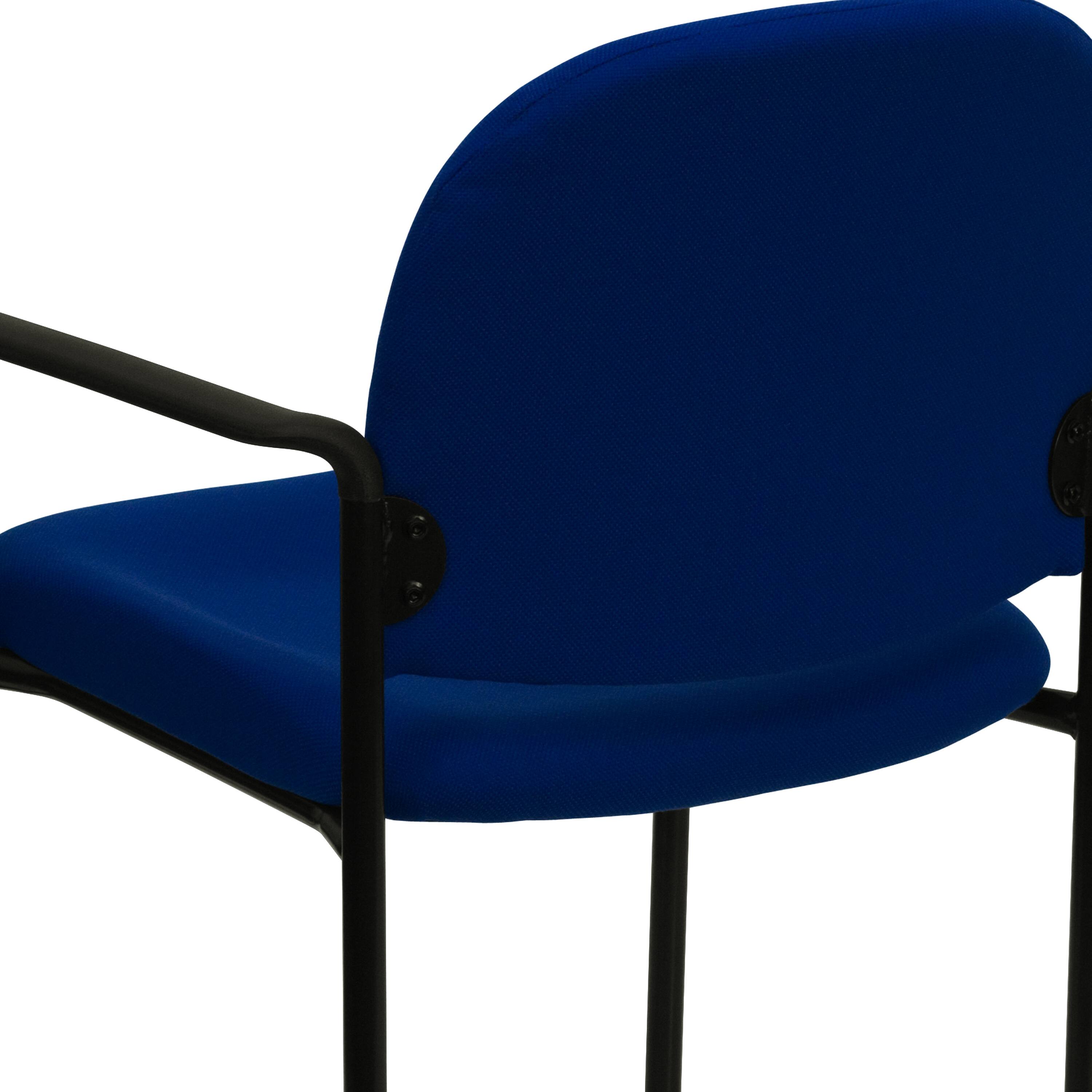 Alt View 9. Emma + Oliver - Comfort Stackable Steel Side Reception Chair with Arms - Navy Fabric.