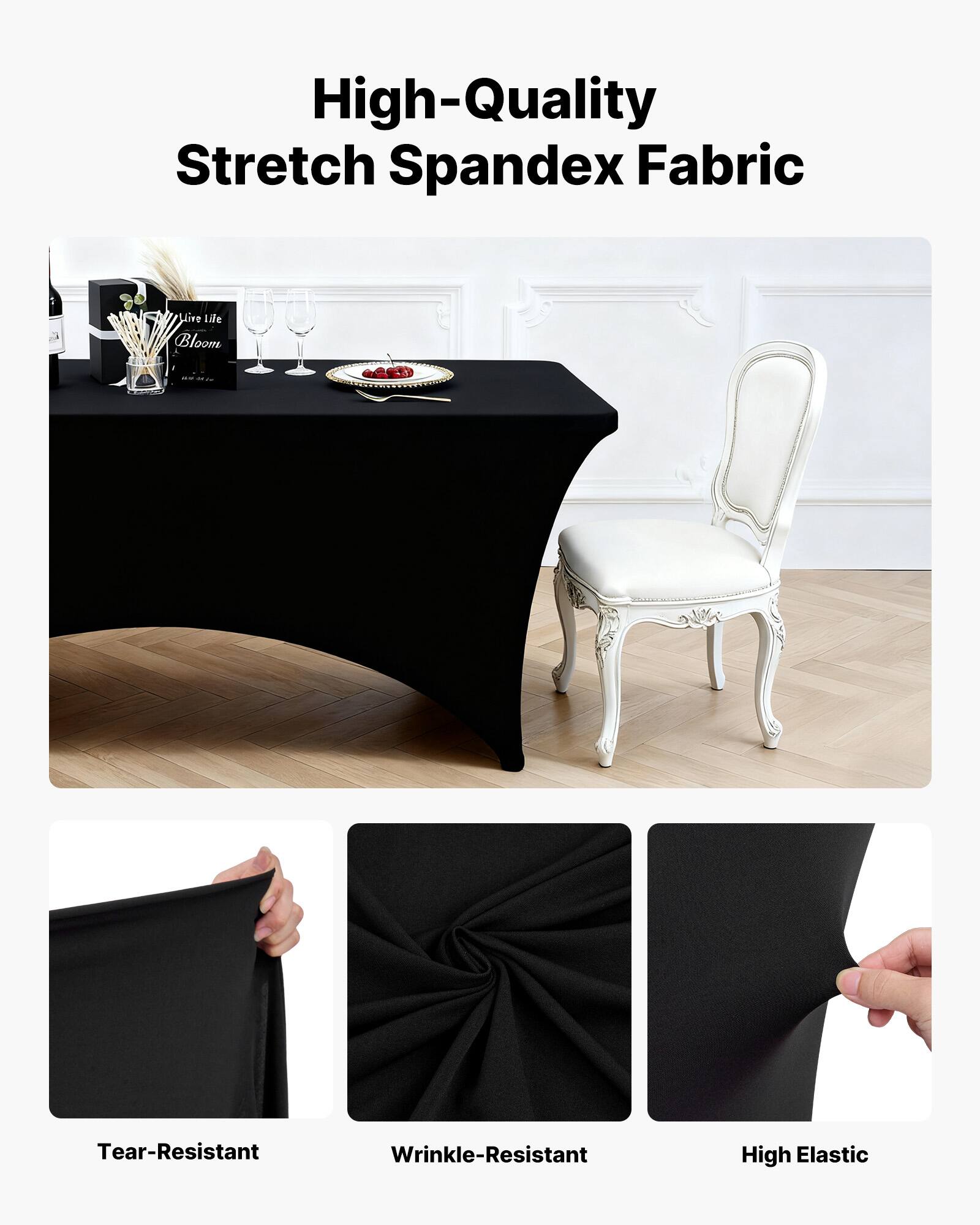 High-Quality Stretch Spandex Fabric

- Tear-Resistant
- Wrinkle-Resistant
- High Elastic