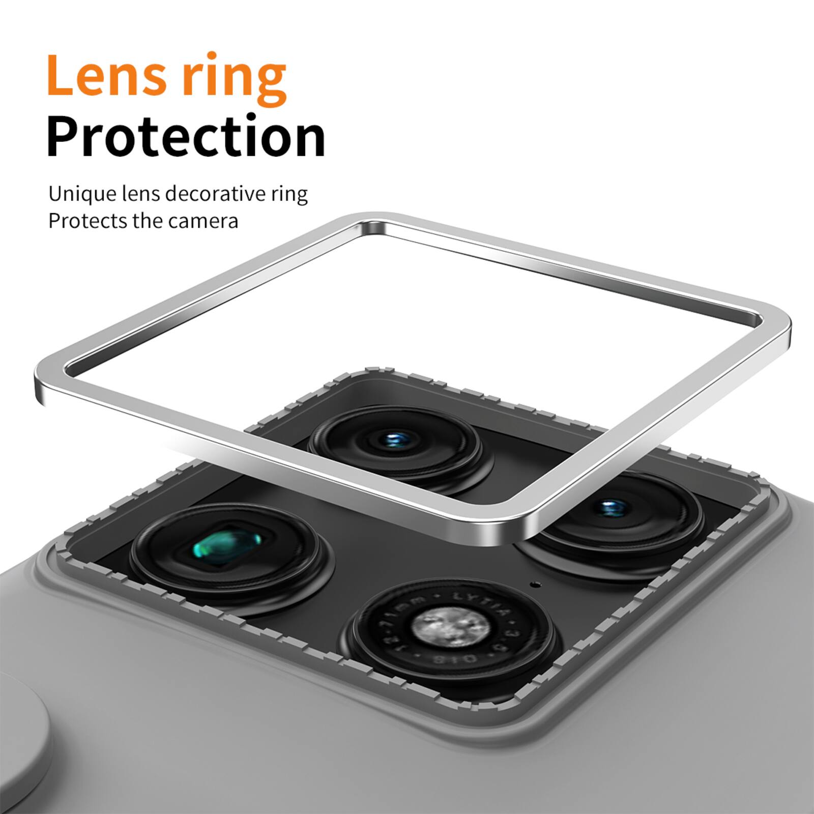 Lens ring Protection  
Unique lens decorative ring  
Protects the camera