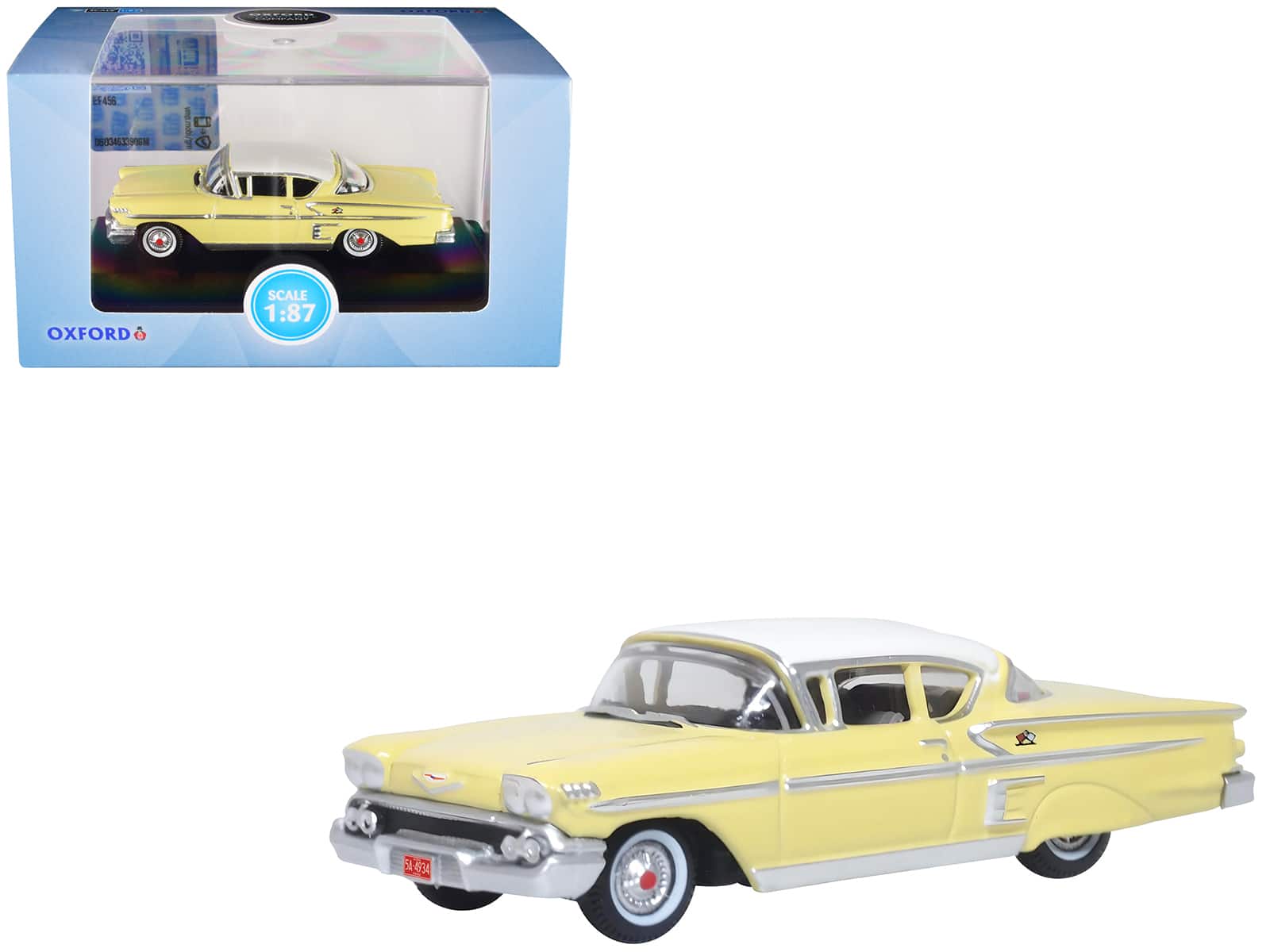 1958 Chevrolet Impala Sport Colonial Cream with Snowcrest White Top 1/87 (HO) Scale Diecast Model Car by Oxford Diecast price history on PriceWatchPro