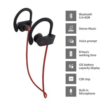 Waterproof Bluetooth 5.0 Earbuds – Sport Wireless Headphones With Ear Hooks, Built-In Mic, Stereo Sound