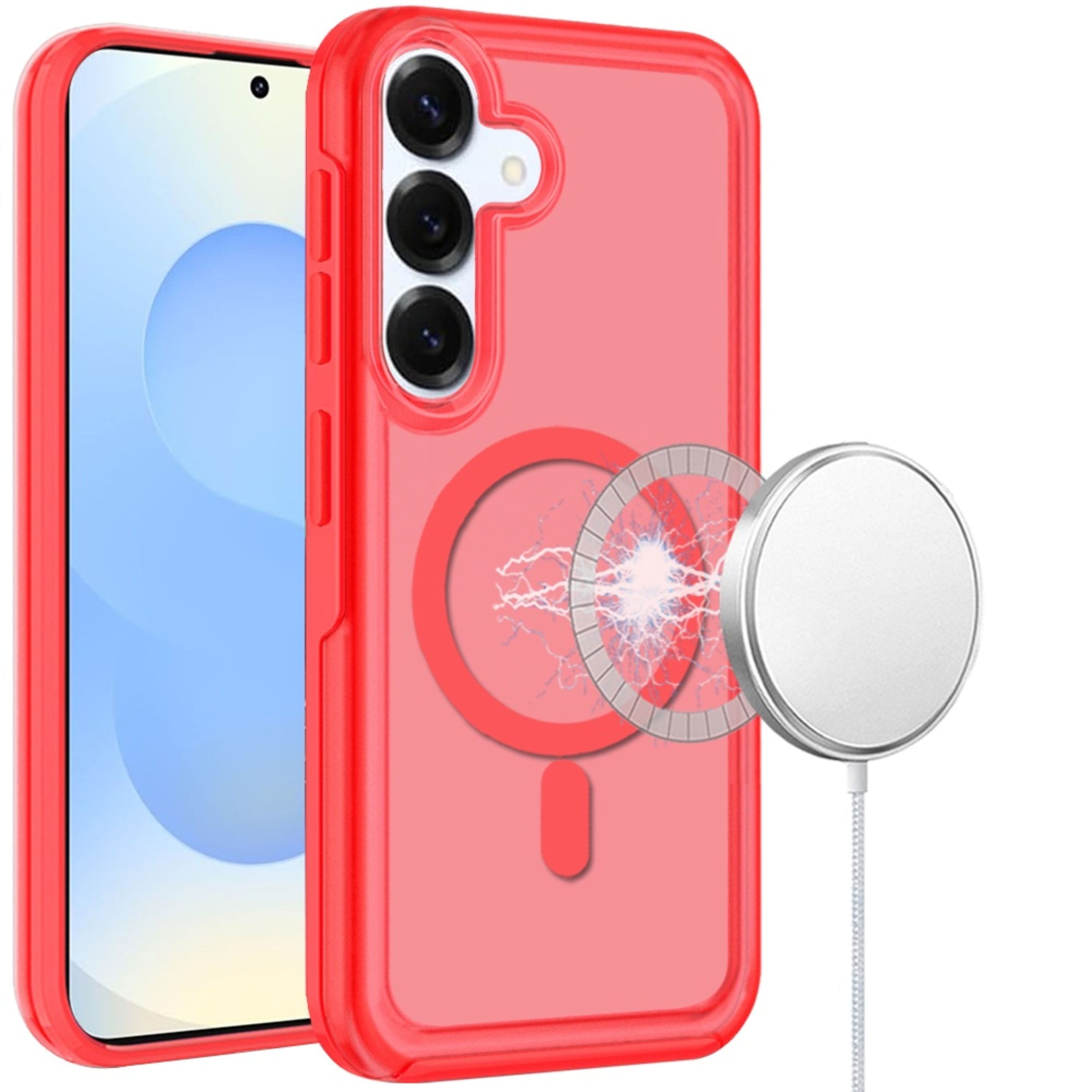 Kitcheniva - Magnetic Circle Sleek Hybrid Cover Plus Tempered Glass For Samsung S25 Plus/S24 Plus - Red price history on PriceWatchPro