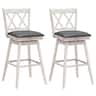 Costway - Set of 2 Barstools Swivel Counter Height Chairs w/Rubber Wood Legs - Antique White