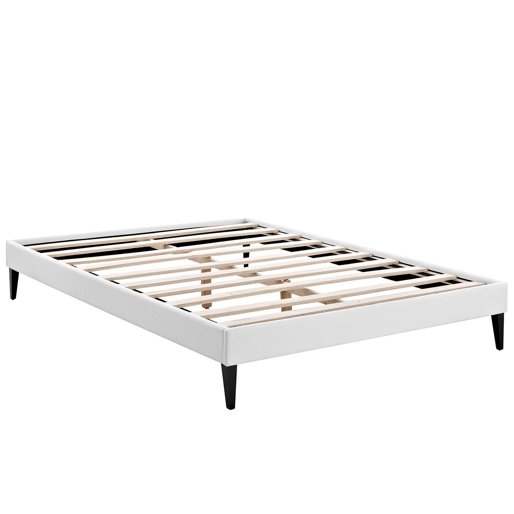 Alt View 1. Modway - Loryn Vinyl Queen Bed Frame with Round Splayed Legs - White.