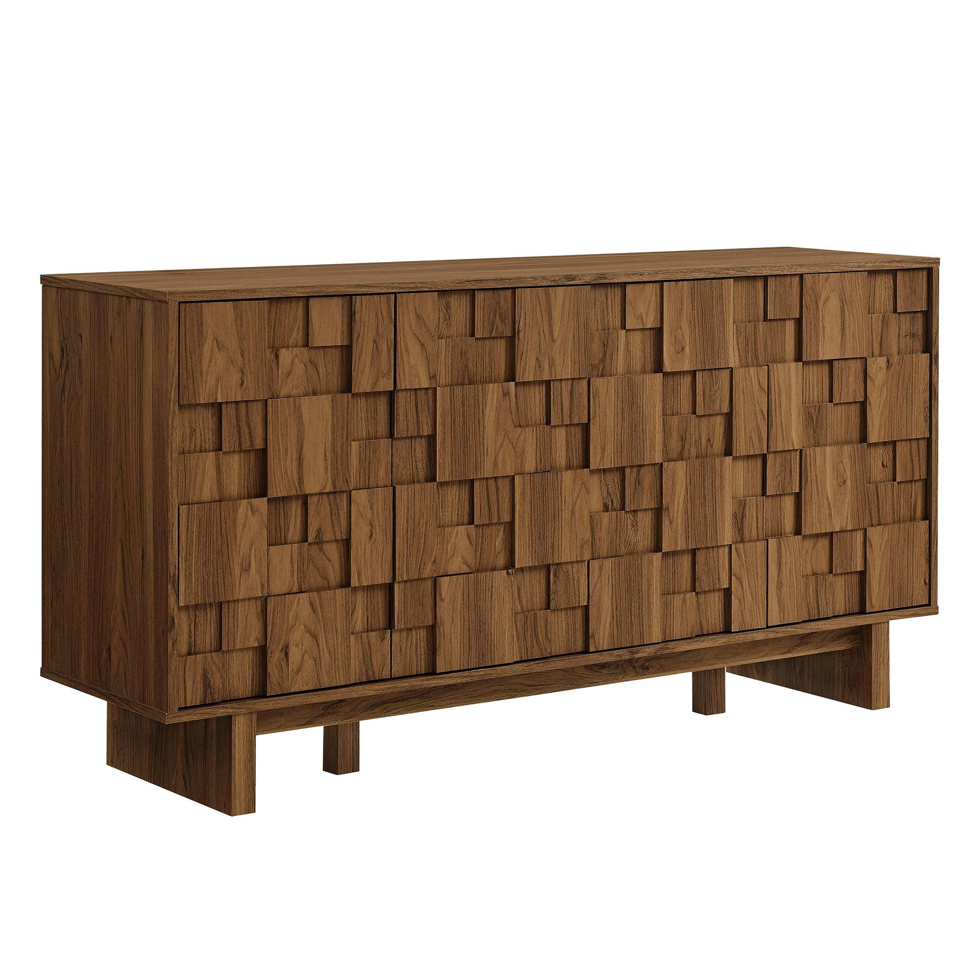 Angle. Modway - Owen 59 Inch 4 Door Geometric Sideboard by Modway - Walnut.
