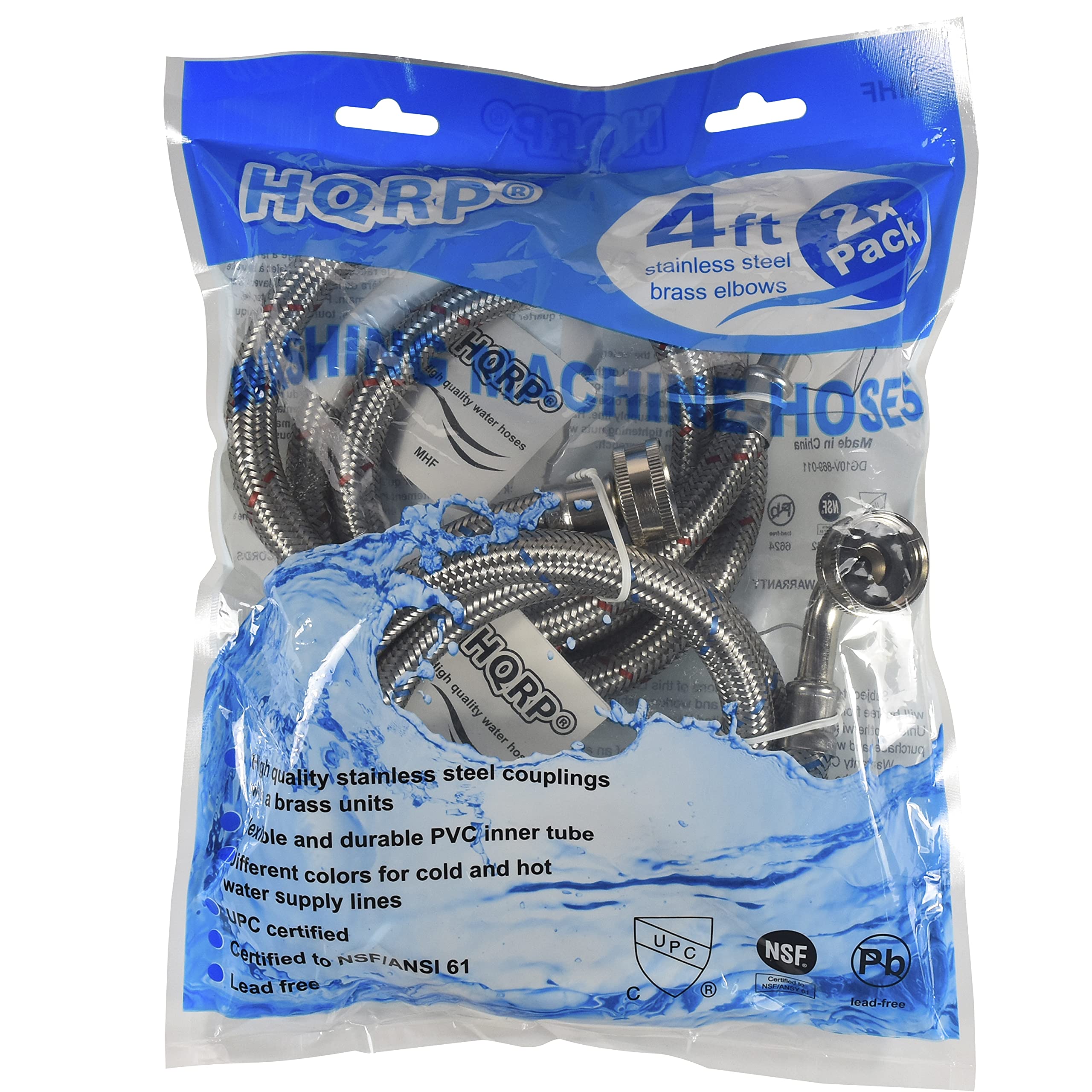 HF HORP® 4ft Zx mnG stainless steel Pack brass elbows AASHIN quality HORP® IE ue water hoses CHINE ostrici HOSES China in Made MHF DG10V-889-011 d ASF. CORDS igh HQRPO this te nn quality C and water hor Hghquality stainless steel couplings brass units ezble and durable PVC inner tube ifferent for cold and hot colors water supply lines UPC certified Certified to UPC NSF/ANSI 61 Lead free 1 ato 6624 3 WARRANT NSF. /e purcha va eW Pb end -Tree

**Corrected:**

HF HORP® 4ft 2x Pack stainless steel brass elbows AASHIN quality HORP® washing machine hoses China in Made MHF DG10V-889-011 d ASF. CORDS high quality stainless steel couplings brass units flexible and durable PVC inner tube different colors for cold and hot water supply lines UPC certified Certified to NSF/ANSI 61 Lead free 1 year warranty NSF. /e purchase available Pb end -Tree