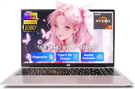 NIMO - 15.6" IPS FHD-Gaming-Laptop, AMD Ryzen 7 8745HS 16GB DDR5 RAM 512GB SSD 4.9GHz Radeon 780M Graphics 100W USB-C 4.0 - Rose Gold
