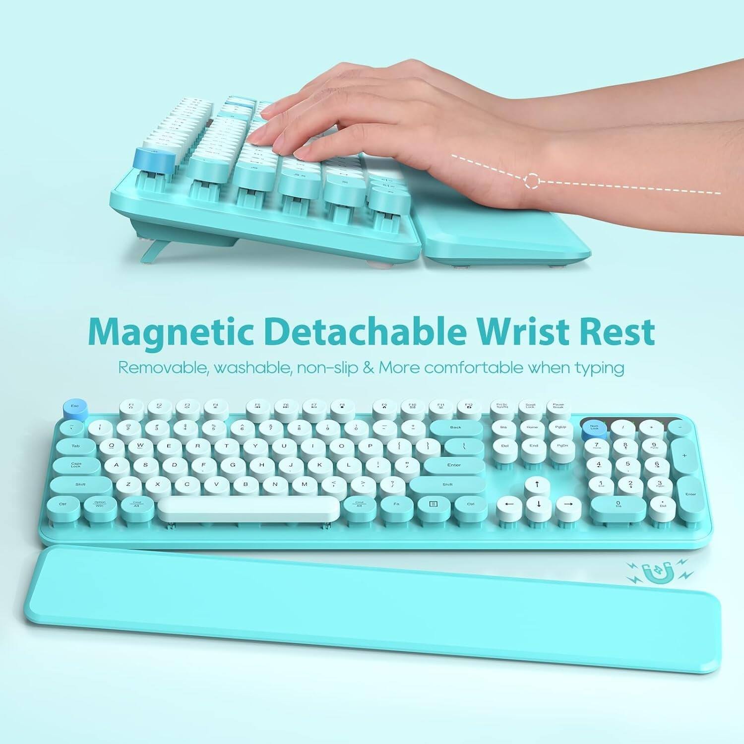 Magnetic Detachable Wrist Rest

Removable, washable, non-slip & More comfortable when typing