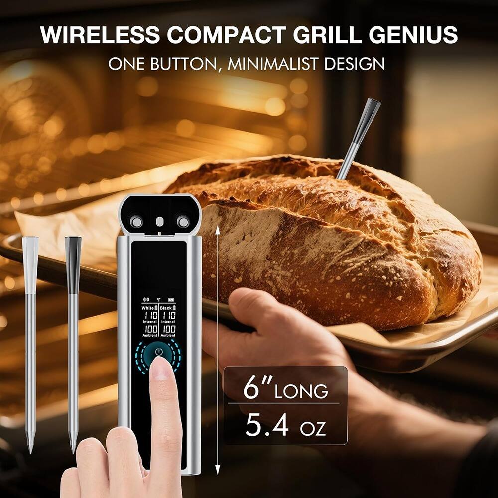 WIRELESS COMPACT GRILL GENIUS  
ONE BUTTON, MINIMALIST DESIGN  

6" LONG  
5.4 OZ