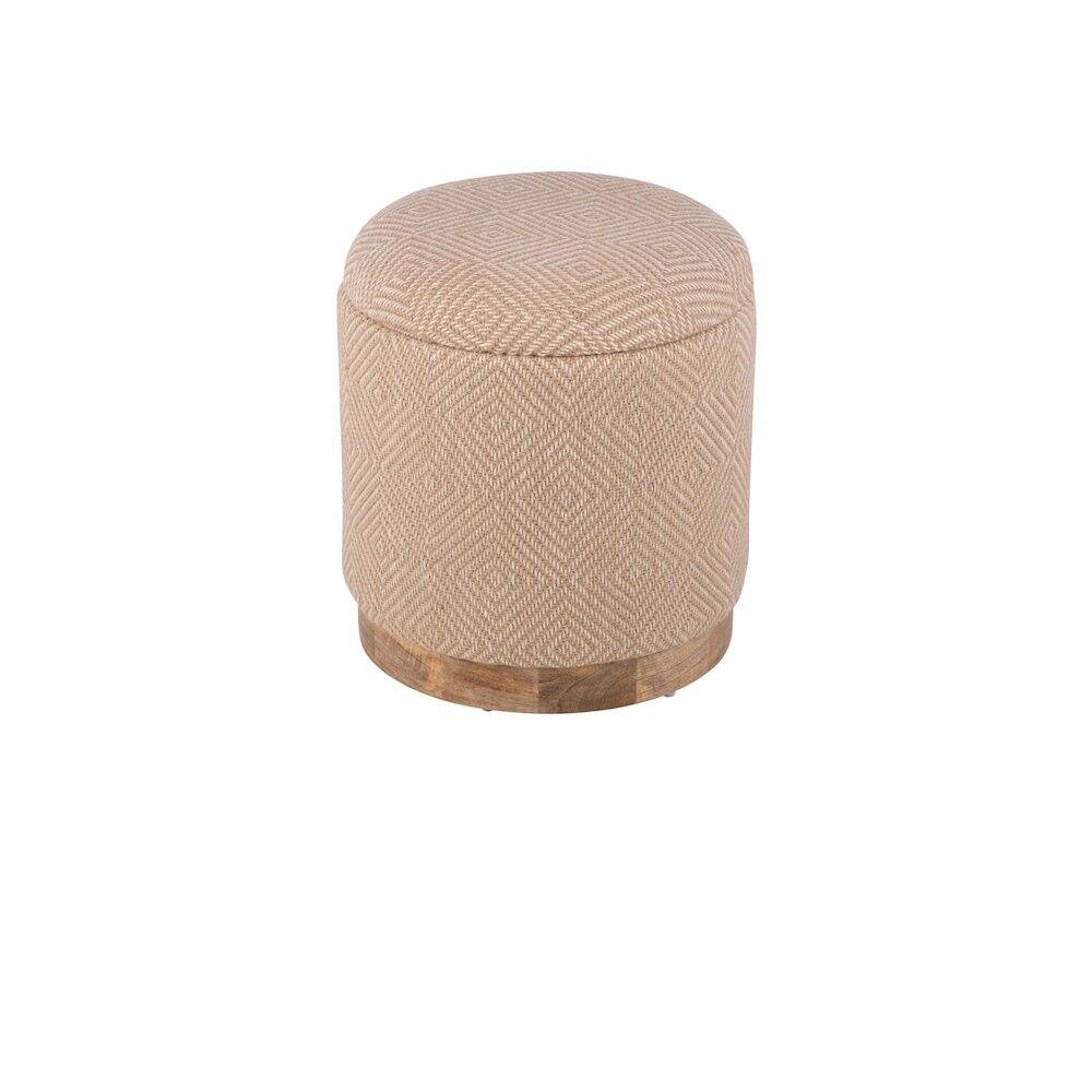 Front. Carolina Chair & Table - Handwoven Hesperus Diamond Juste Storage Ottoman - Natural Jute.