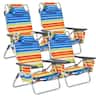 Costway - 4-Pack Folding Backpack Beach Chair 5-Position Outdoor Reclining Chairs with Pillow - Yellow