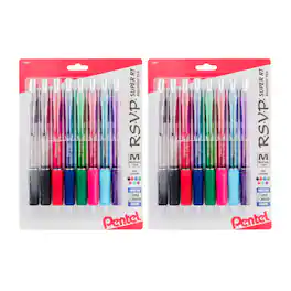 Pentel - R.S.V.P. Super RT Retractable Ballpoint Pen, Assorted, 8 Per Pack, 2 Packs