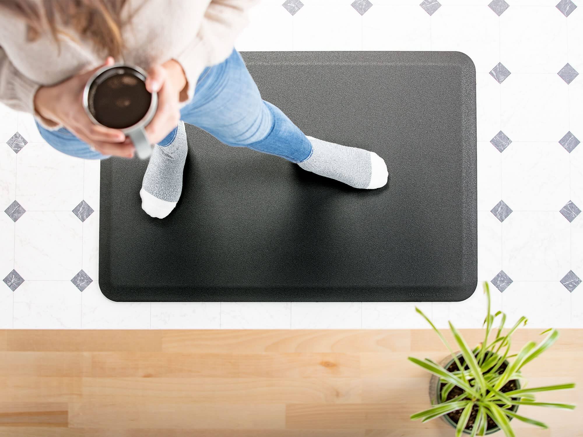 Alt View 8. WeatherTech - ComfortMat | 24" x 36" Anti-Fatigue Mat, 3/4" Thick, Slip Resistant, Easy to Clean – Stone Pattern – Black - Black.