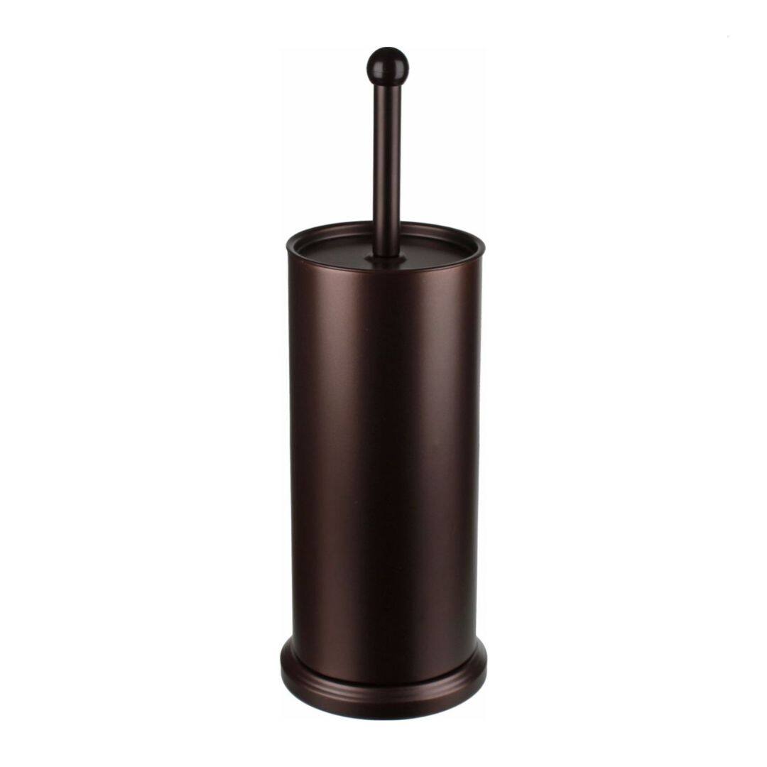 Left. Home It - Bronze Toilet Brush with Holder & Lid – Durable Stainless Steel Handle, Stylish Bathroom Cleaning Set - Bronze.