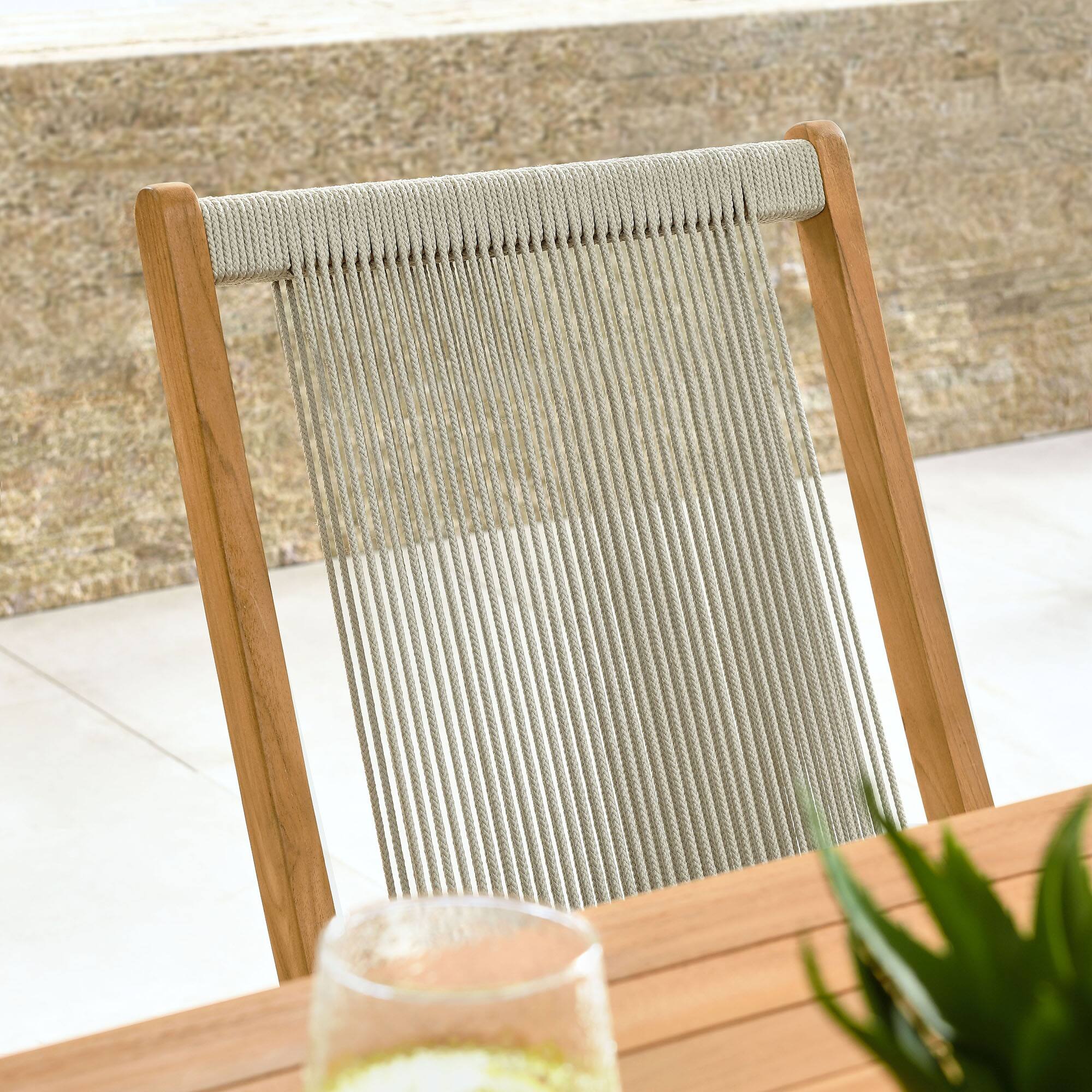 Alt View 2. Modway - Vienna Outdoor Patio Teak and Rope Folding Chairs Set of 4 by Modway - Natural Natural.