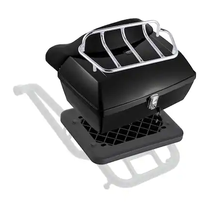 Front. VEVOR - Motorcycle Top Case, Universal Durable PP Material Motorbike Tail Box with Reflective Panel, 48L Waterproof Detachable - Black.
