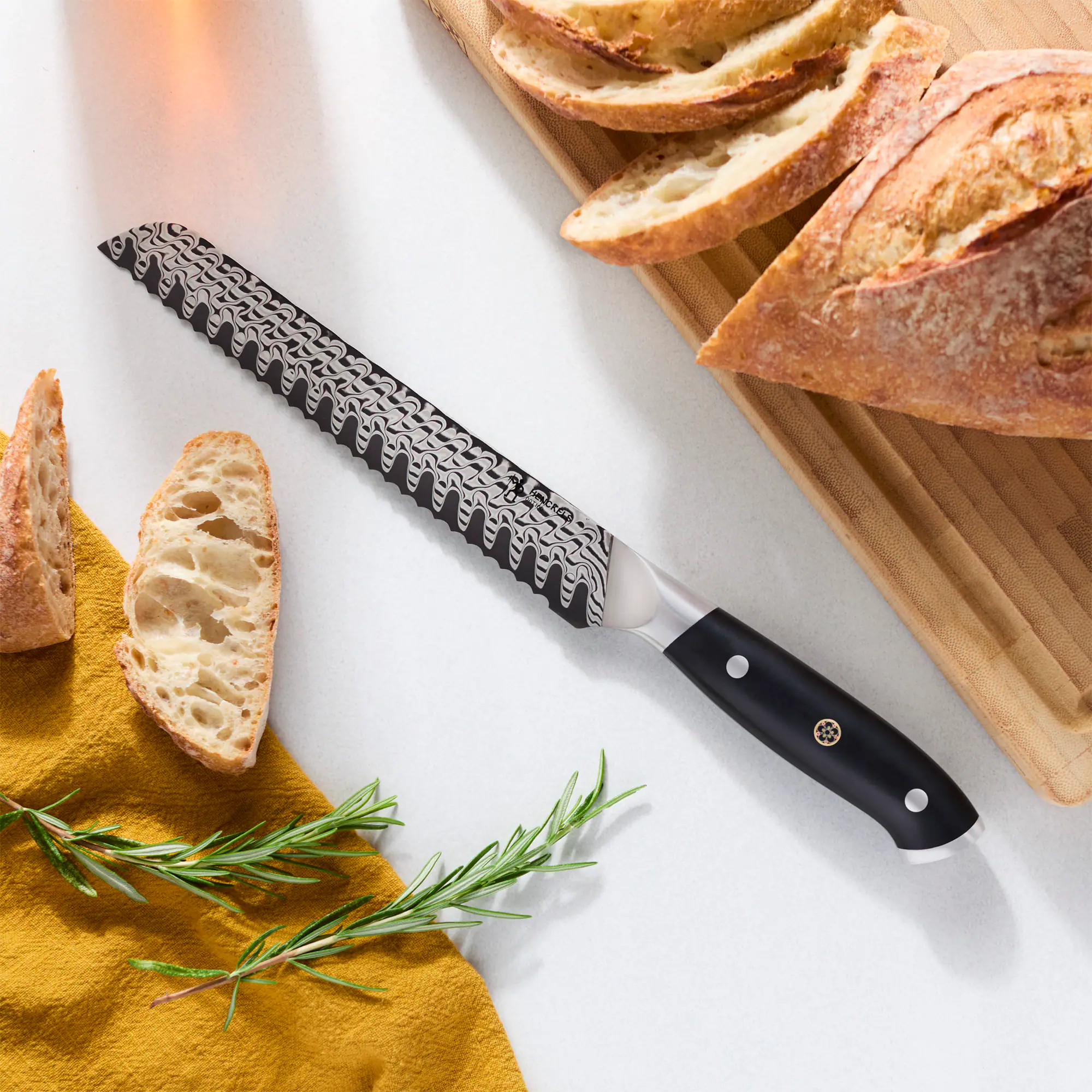 Alt View 2. Henckels - Henckels Compass Damascus 8-inch Bread Knife - Black.