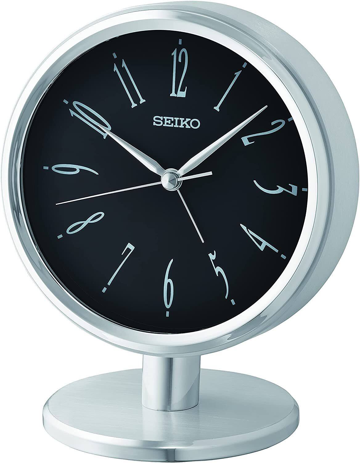 Front. Seiko - Seiko 16" Ono Desk & Table Clock, Silver - Silver.