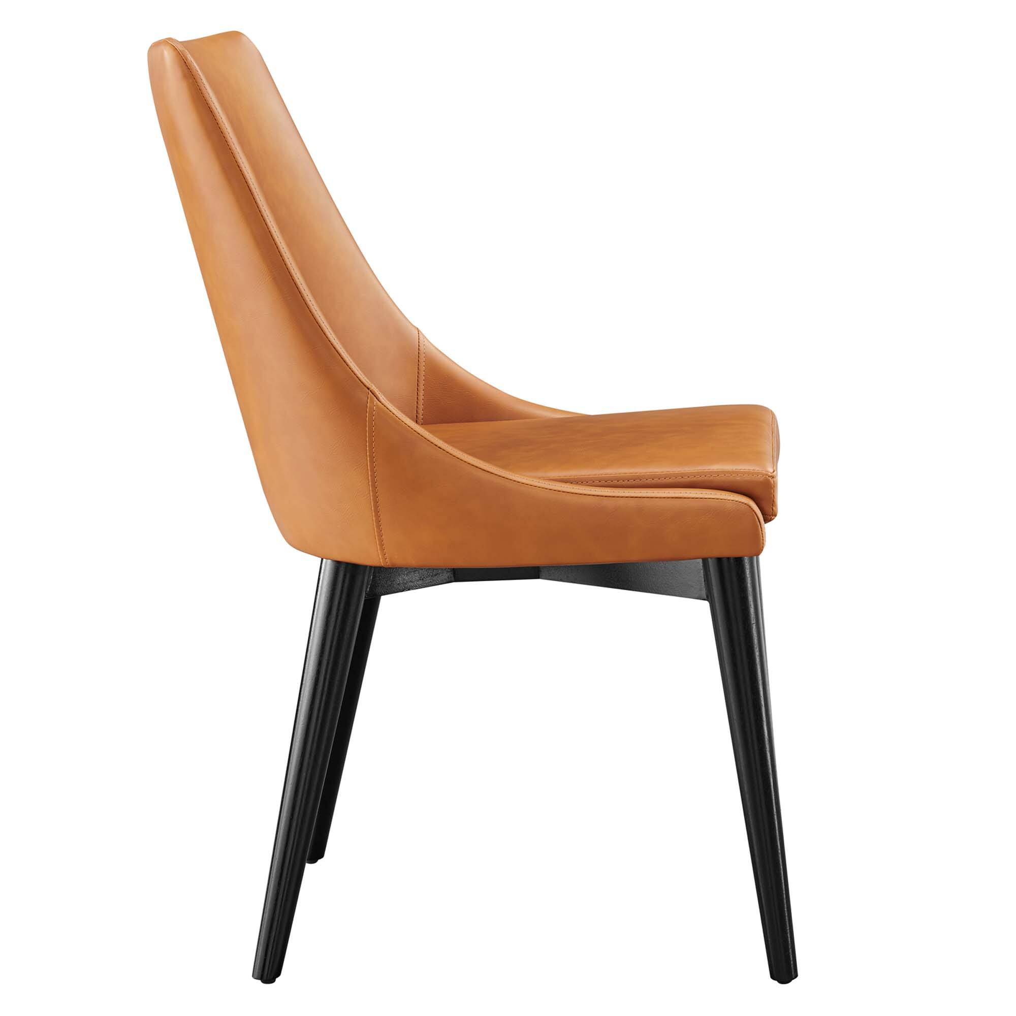 Left. Modway - Viscount Vegan Leather Dining Chair by Modway - Brown.