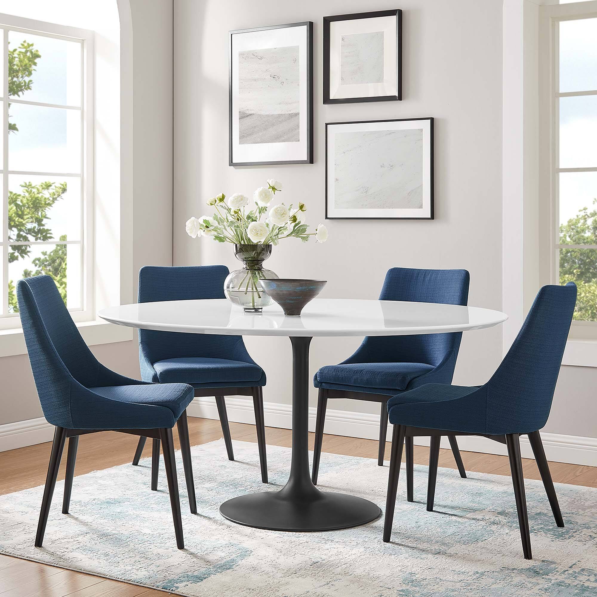 Alt View 2. Modway - Lippa 60" Round Wood Dining Table by Modway - Black White.