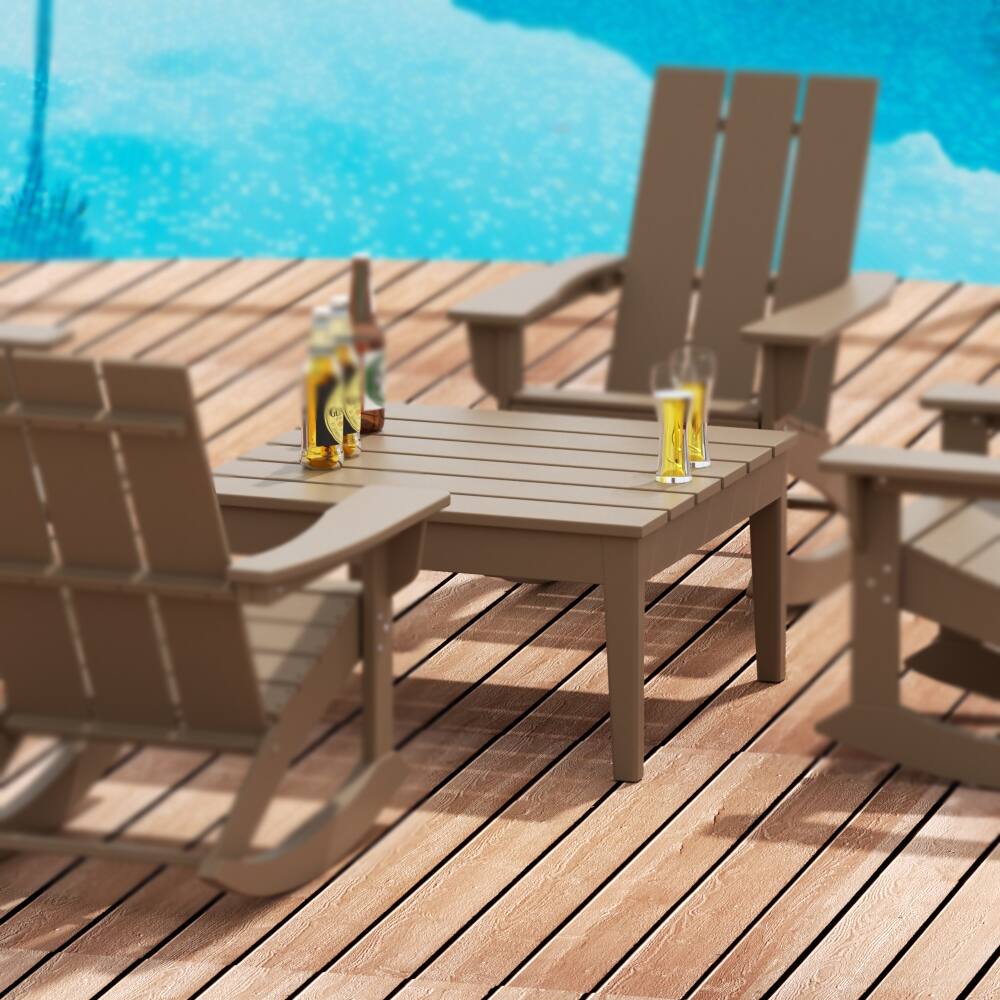 Angle. WestinTrends - WestinTrends Ashore Outdoor Patio Modern Adirondack Conversation Table - Weathered Wood.