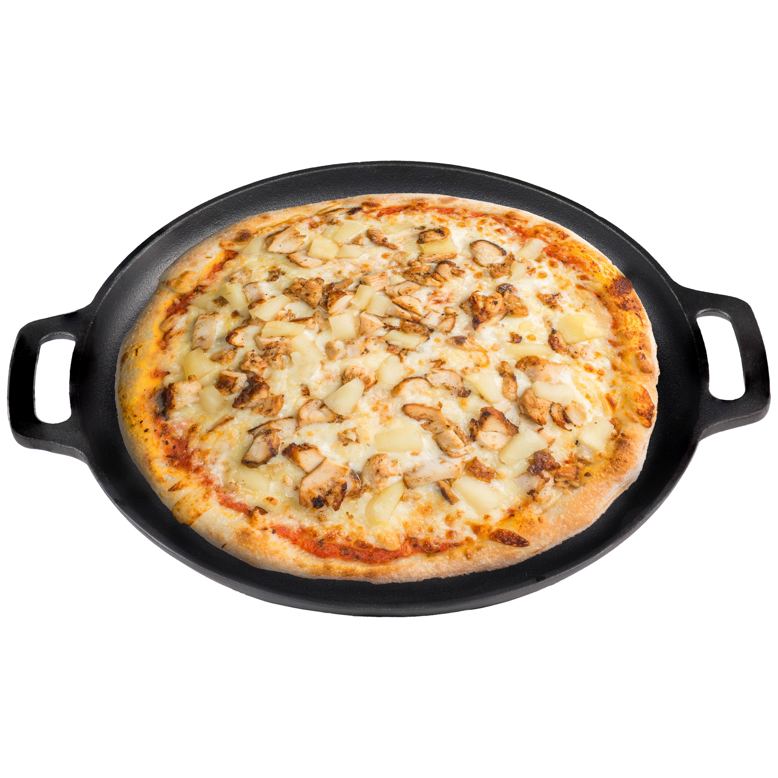 Alt View 4. Sunnydaze - Seasoned Cast Iron Pizza Pan with Handles - 13.75-Inch - Black.