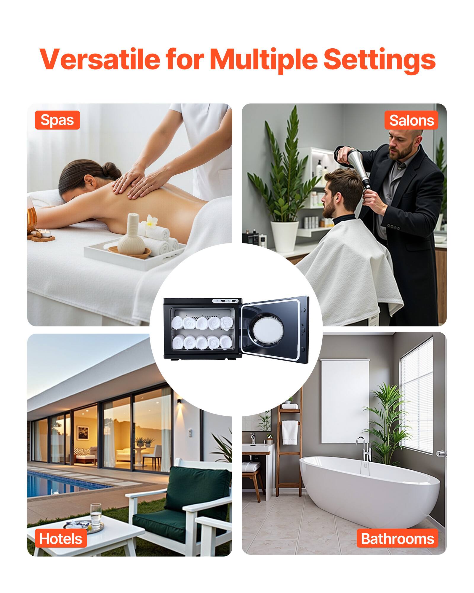Versatile for Multiple Settings

- Spas
- Salons
- Hotels
- Bathrooms