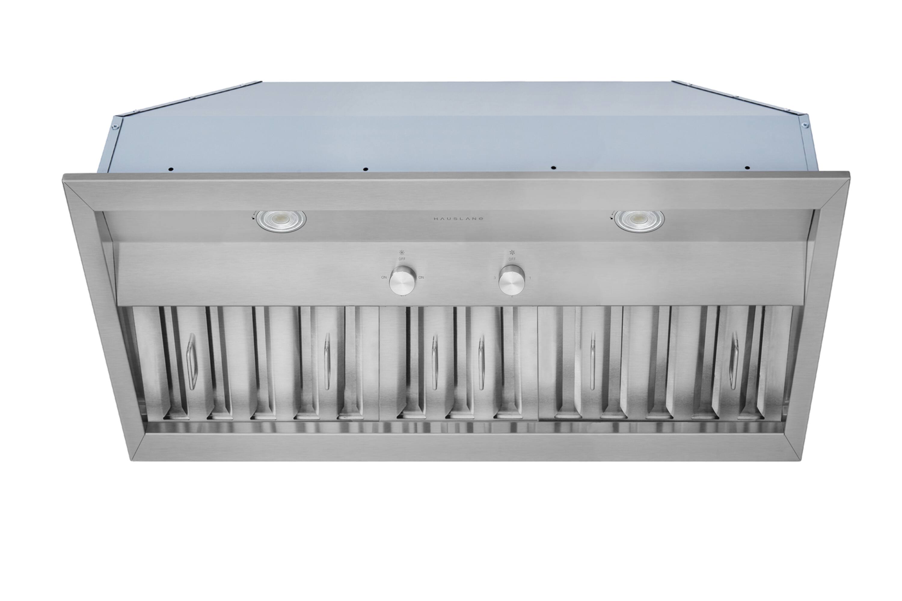 Alt View 4. Hauslane - Hauslane Pro-Style 36" IN-R200 Built-In Convertible Range Hood, 18.5” Deep - Silver.