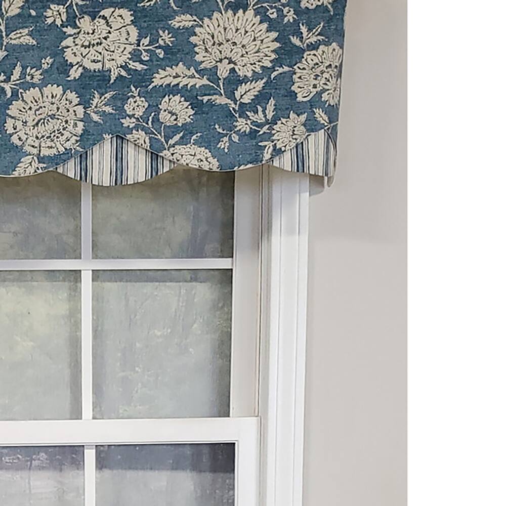 Left. RLF Home - RLF Home Luxurious Modern Design Classic Basanti Petticoat Style Window Valance 50" x 15" Navy - Navy.