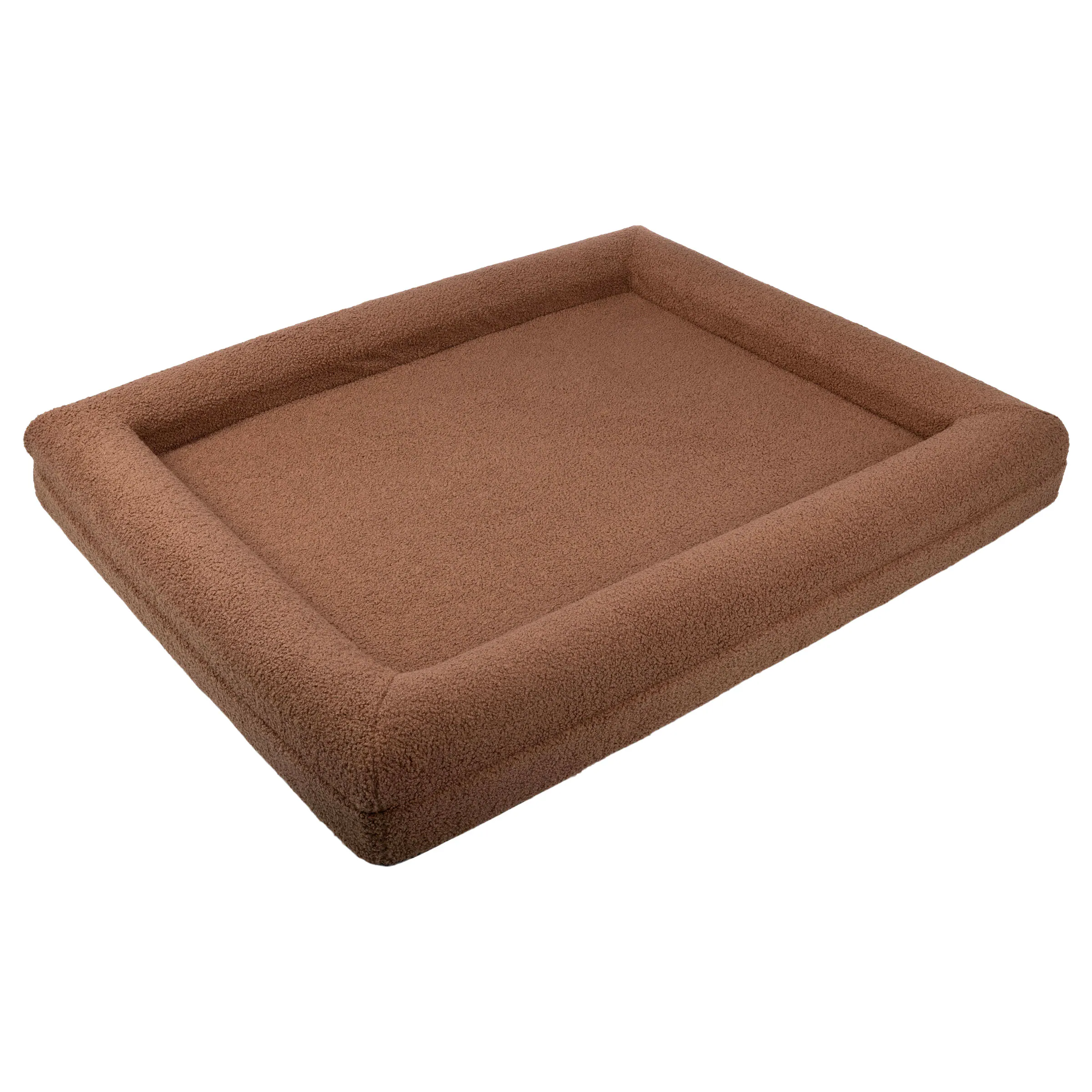 Front. PetMaker - 45in Large Dog Bed with Bolster - Brown.