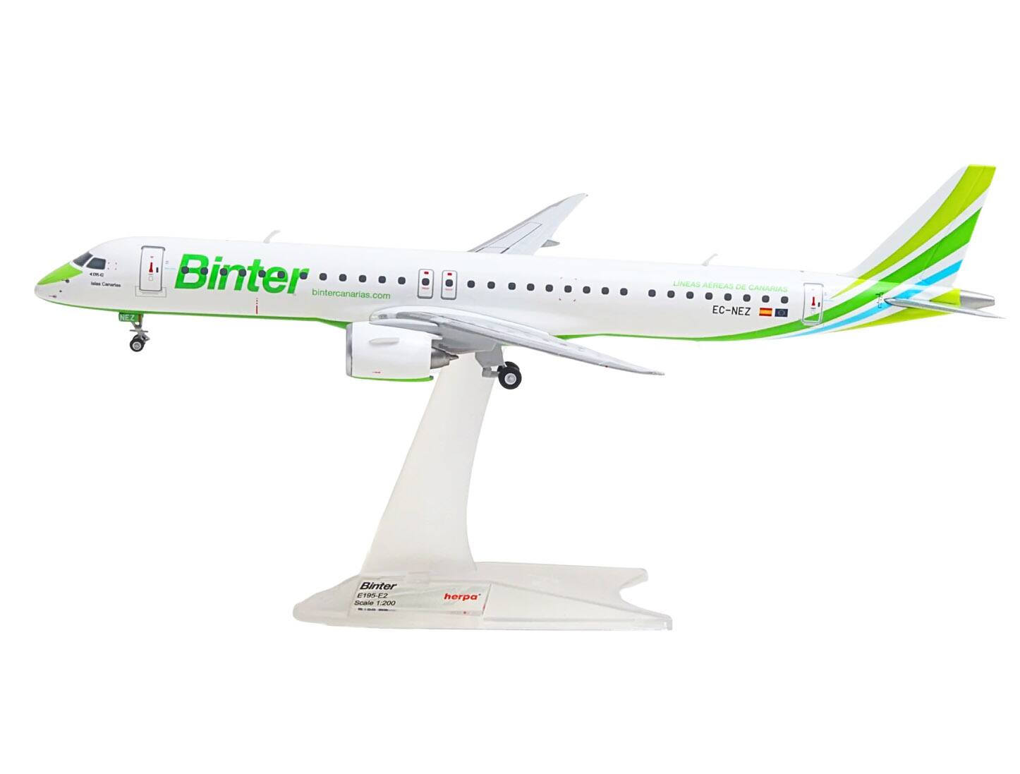 - Binter bintercanarias.com  
- LNEAS AEREAS DE CANARIAS  
- EC-NEZ  
- Binter E18512  
- 1.200 horpa  
- 4816  
- bintercanarias.com  
- Binter  
- E195-E200  
- herpa