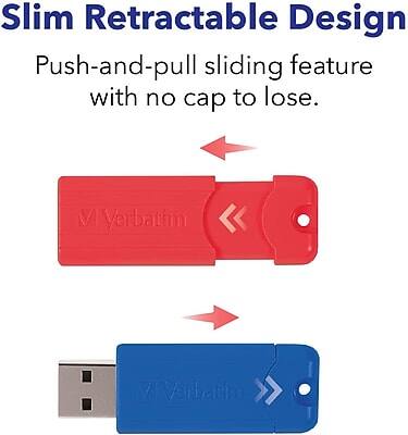 Slim Retractable Design  
Push-and-pull sliding feature with no cap to lose.  

Verbatim