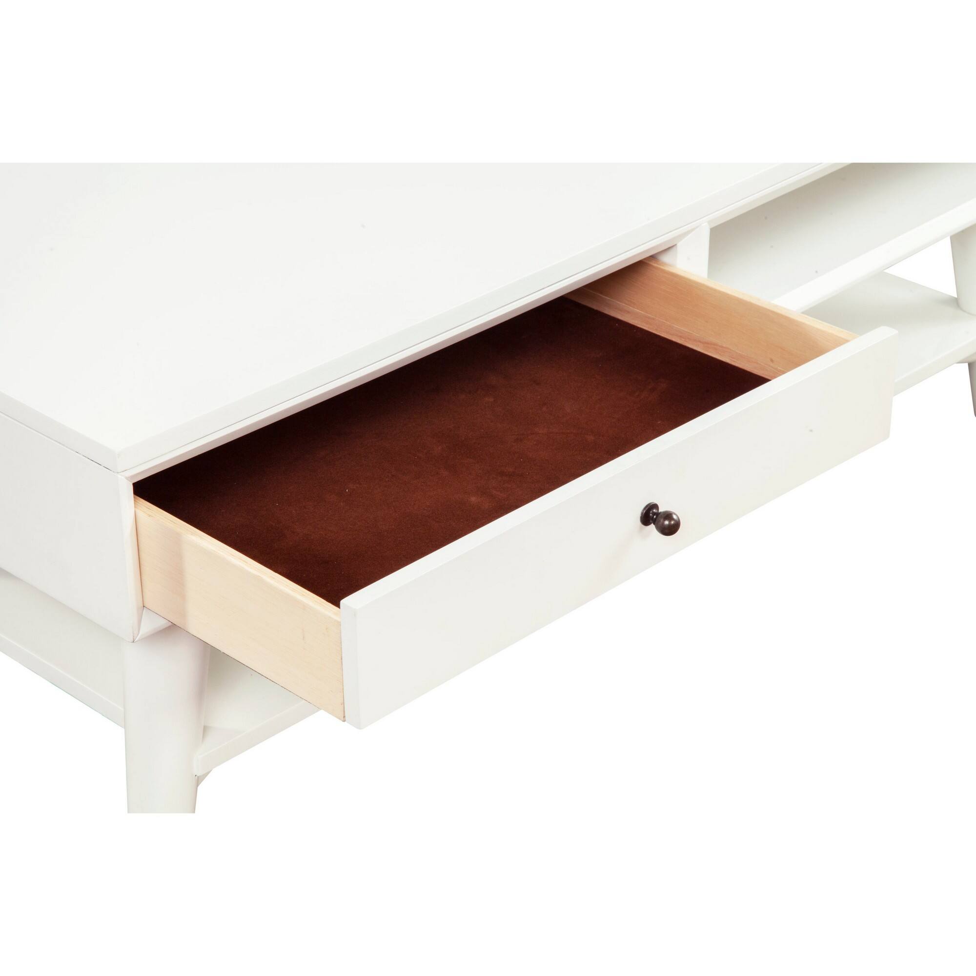 Angle. Manhattan Lane - Coffee Table with 1 Drawer and Open Shelf - White.