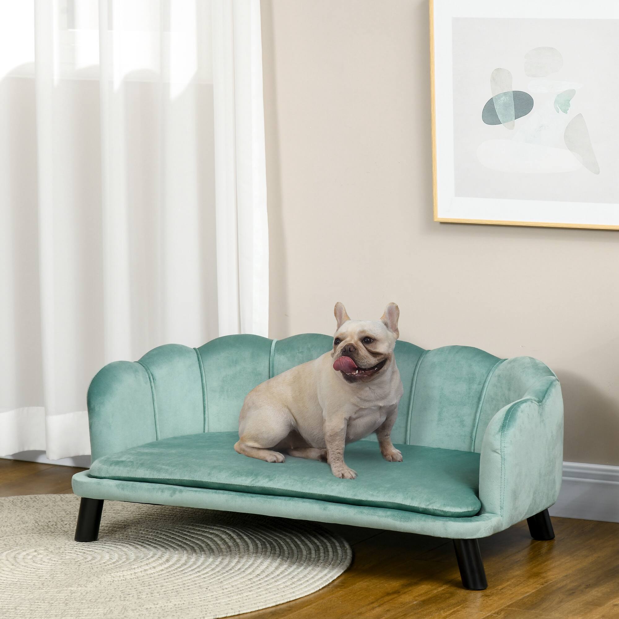 Alt View 1. Pawhut - Design Pet Sofa for Medium and Large Sized Dogs - Green.