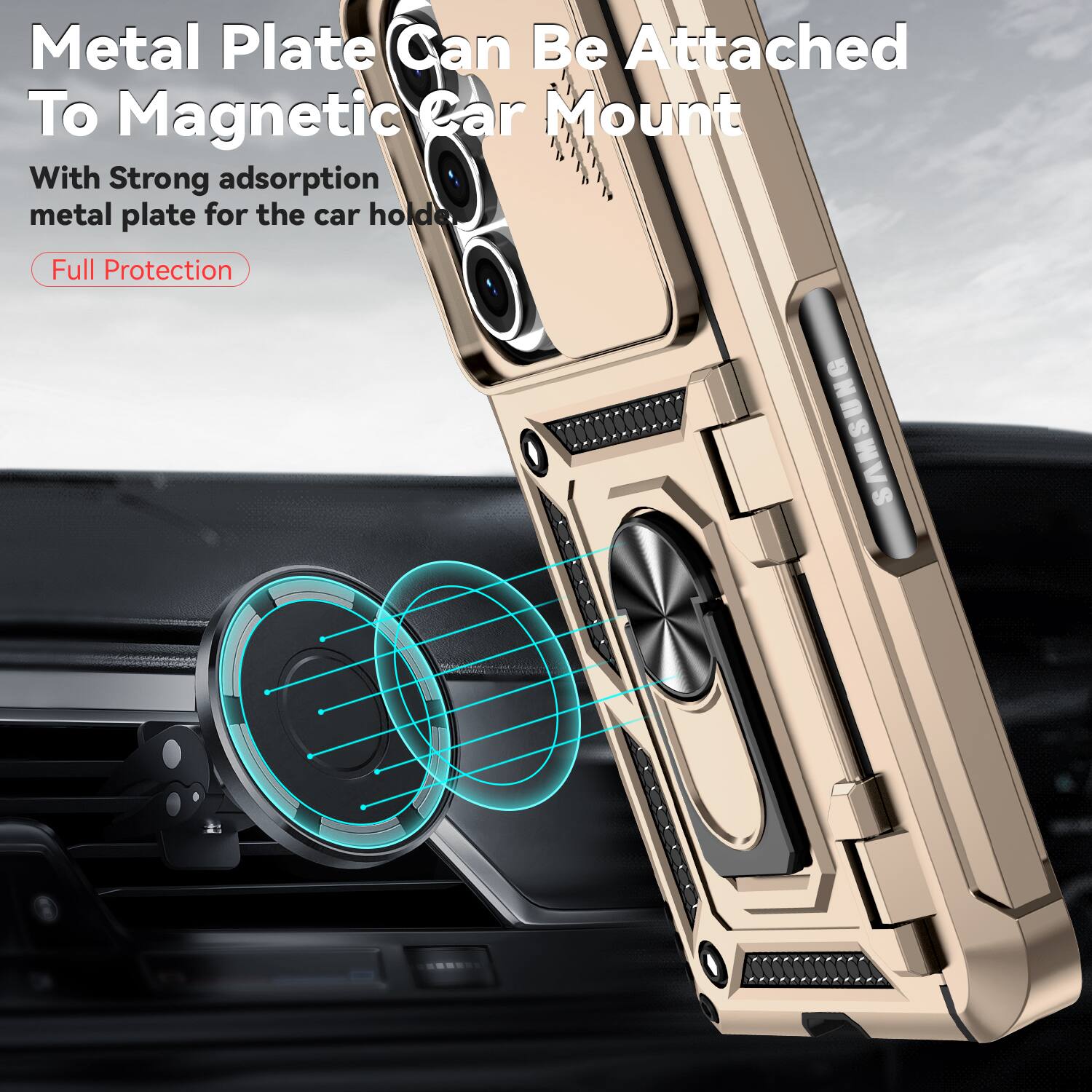 Metal Plate Can Be Attached To Magnetic Car Mount

With Strong adsorption metal plate for the car holder

Full Protection