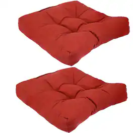 Sunnydaze - Outdoor Square Olefin Tufted Seat Cushions - Set of 2 - Red