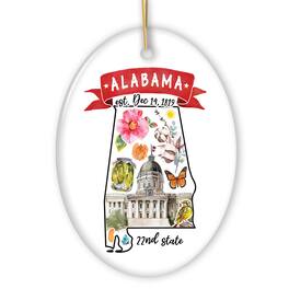 OrnamentallyYou - Artistic Alabama State Themes and Landmarks Christmas Ornament - Multi-colored