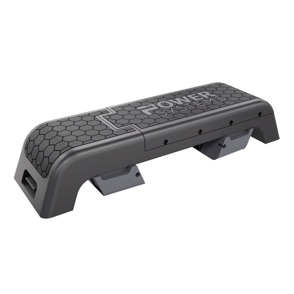 Alt View 2. Power Systems - Aerobic Deck, Adjustable Fitness Deck Bench w/Adjustable Deck & Resistance Band Clips - Black/Grey.