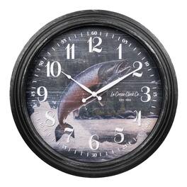 La Crosse Clock Co. - 15.75 Inch River Run Salmon Indoor/Outdoor Analog Quartz Wall Clock - Black