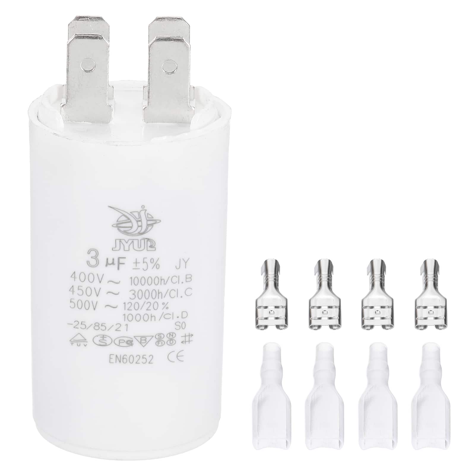 Unique Bargains - 3uF CBB60 Run Capacitor, AC 450V 4 Pin Double Insert with Sheath Spring for Motor Start - White price history on PriceWatchPro