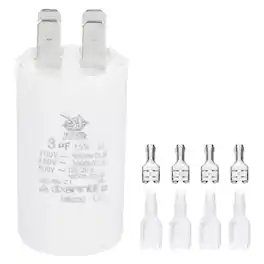 Unique Bargains - 3uF CBB60 Run Capacitor, AC 450V 4 Pin Double Insert with Sheath Spring for Motor Start - White