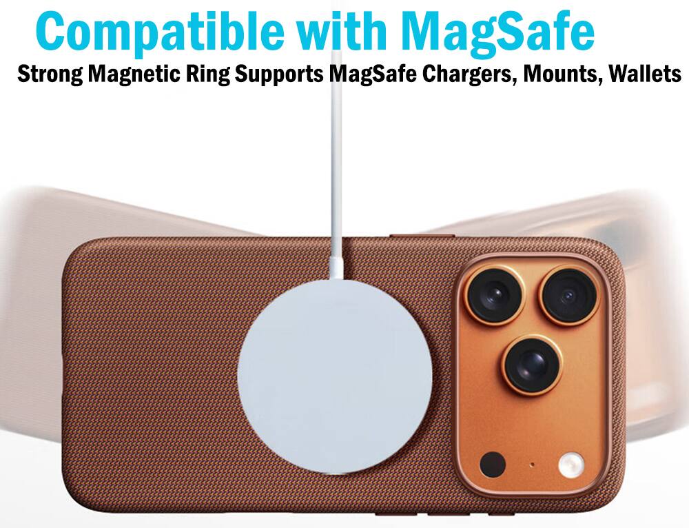 Compatible with MagSafe  
Strong Magnetic Ring Supports MagSafe Chargers, Mounts, Wallets
