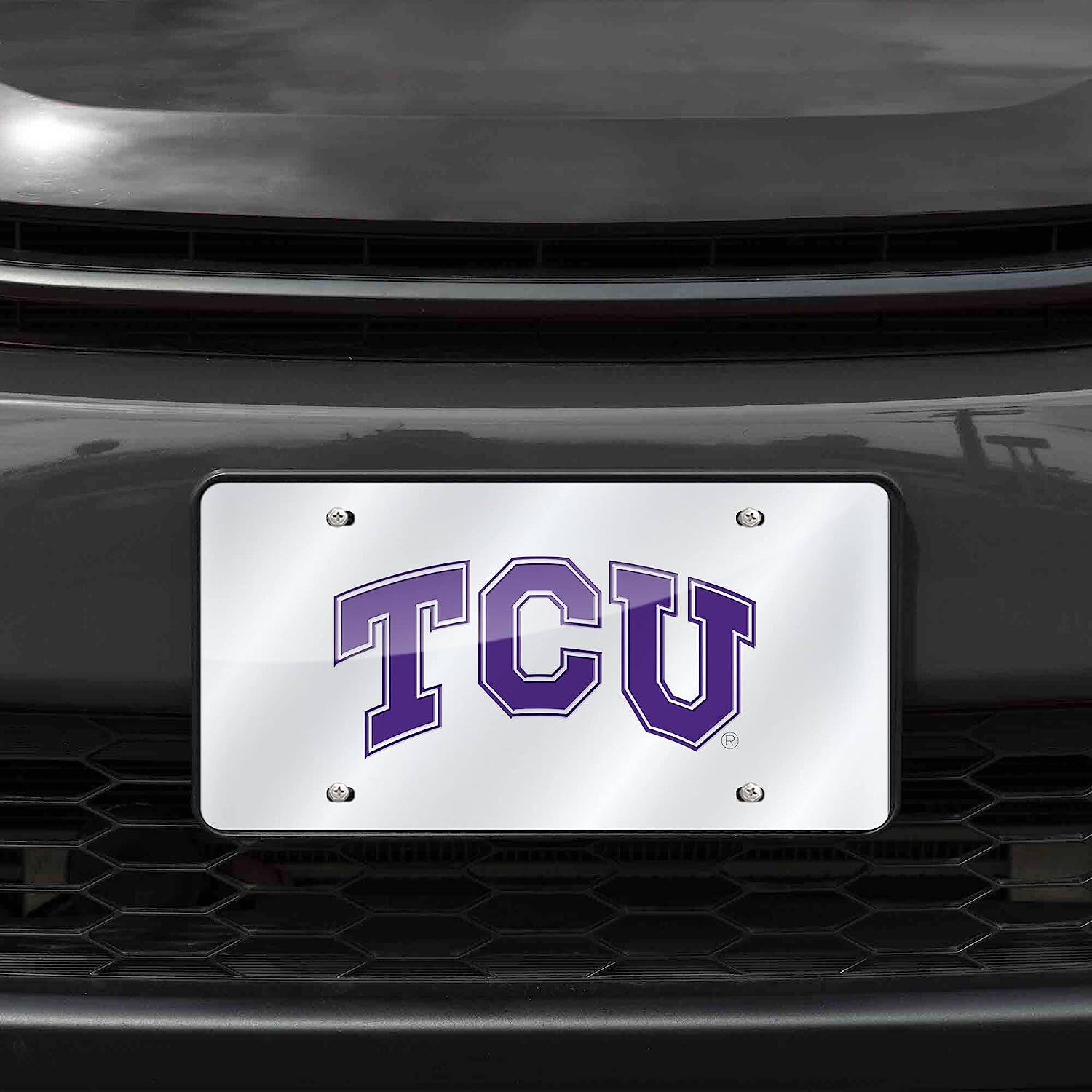 Alt View 1. Rico Industries - TCU Horned Frogs Mirrored Laser Cut License Plate Laser Tag - Multi.