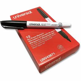 Universal - Pen Style Dry Erase Marker Fine Bullet Tip Dozen Fine Bullet Point Black Ink Dry General Purpose 1 Dozen