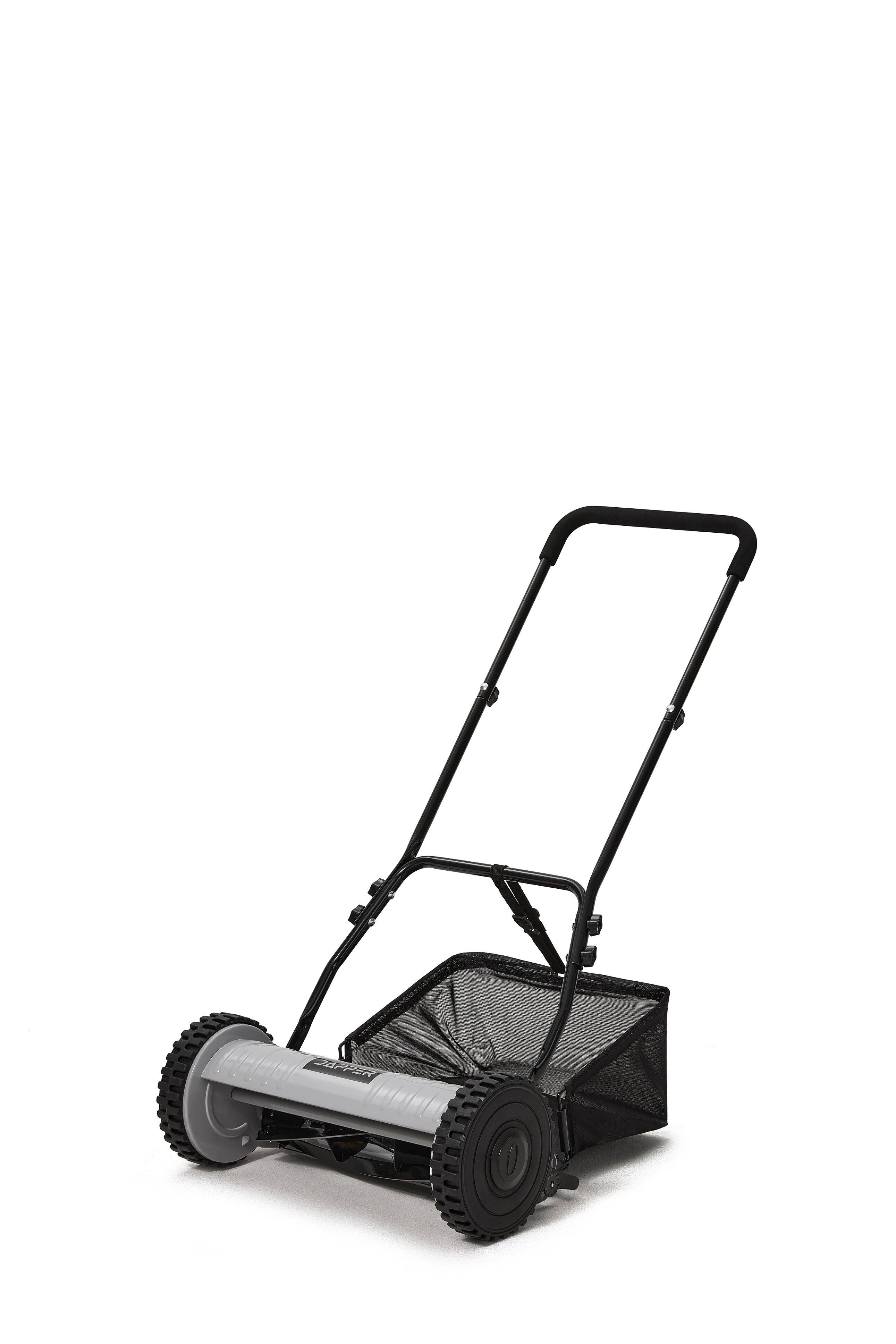 Alt View 4. Dapper Supply - 16-Inch Push Reel Lawn Mower with Grass Catcher, 5-Blade Manual Hand Mower, Adjustable Cutting Height - Black.