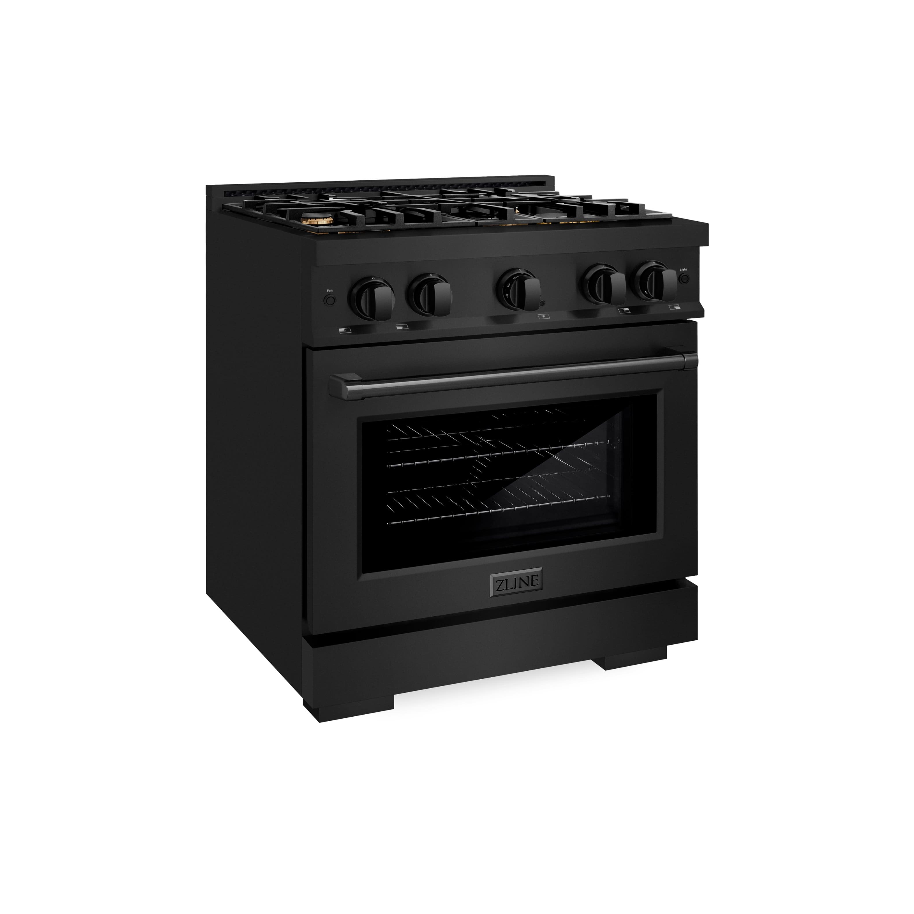 ZLINE - 30" Select Dual Fuel Black Stainless Convection Oven Range w/ 4 Brass Burners (HDRB-BR-30) - Front_Zoom