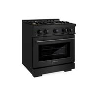 ZLINE - 30" Select Dual Fuel Black Stainless Convection Oven Range w/ 4 Brass Burners (HDRB-BR-30) - Front_Zoom